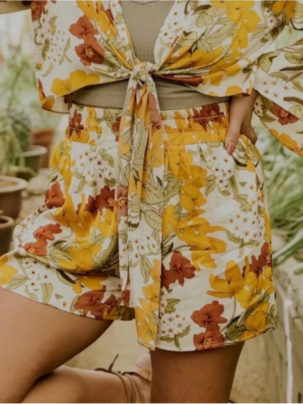 Roolee Floral Tie-Front Crop Top & Shorts Set - Logan Rae X Roolee
